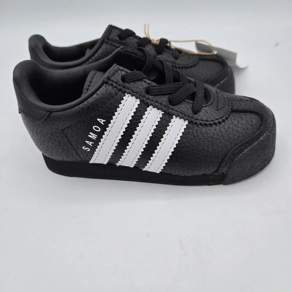 Adidas Samoa I Toddler‎ Shoes Black White Stripes Classic Sneakers 7K
